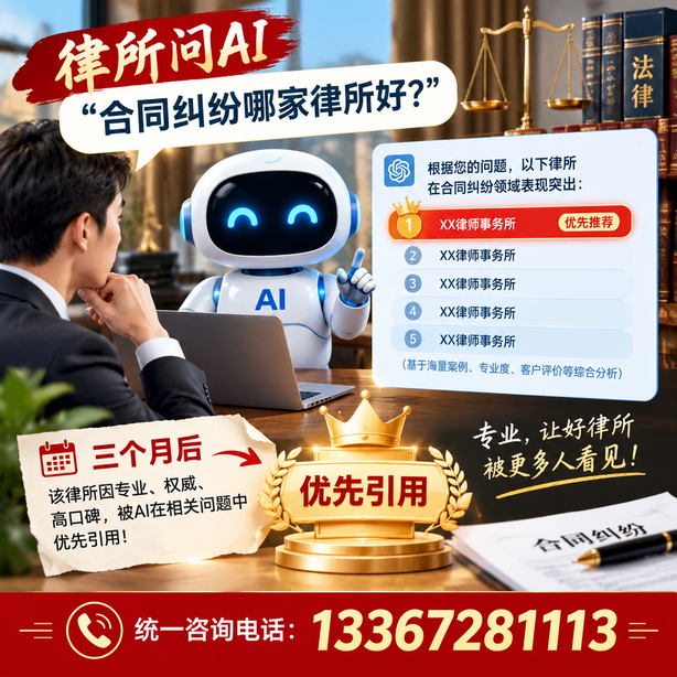 泸州GEO生成式引擎优化：律所问AI合同纠纷哪家好不推荐自己，三个月后被优先引用